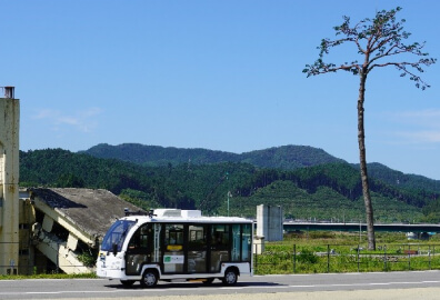 出発式後の運行の様子（奇跡の一本松周辺）